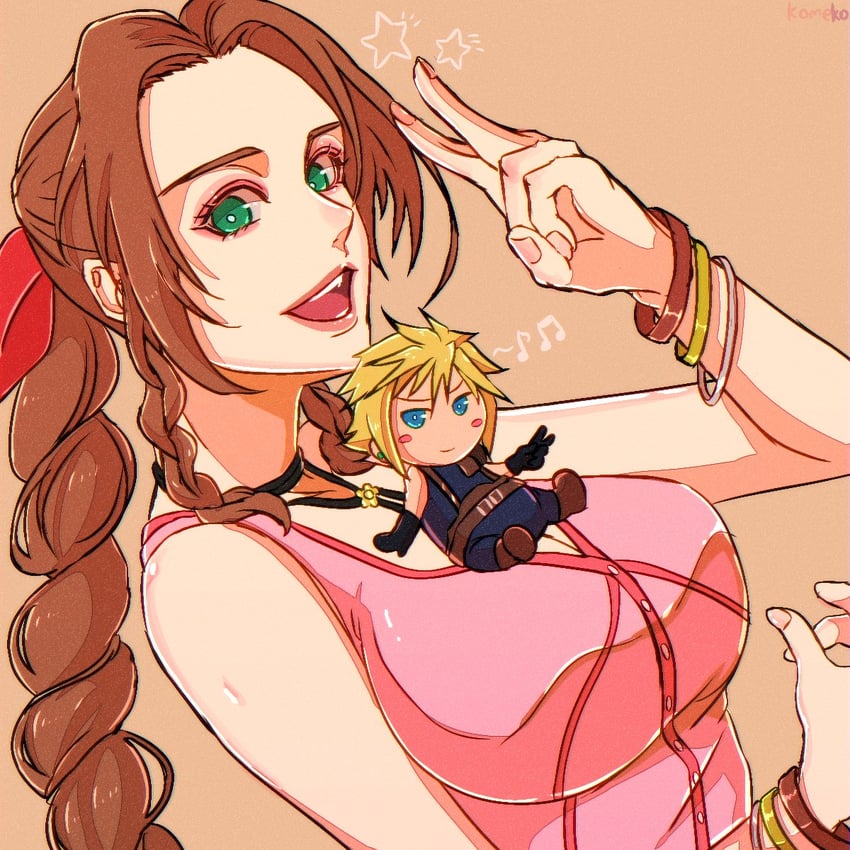 cloud strife and aerith gainsborough (final fantasy and 3 more) drawn by strikek-lvvjm27