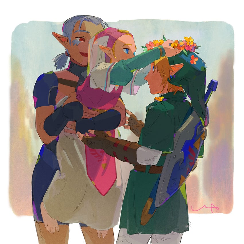 link, princess zelda, impa, and young zelda (the legend of zelda and 1 more) drawn by lip_(lih8)