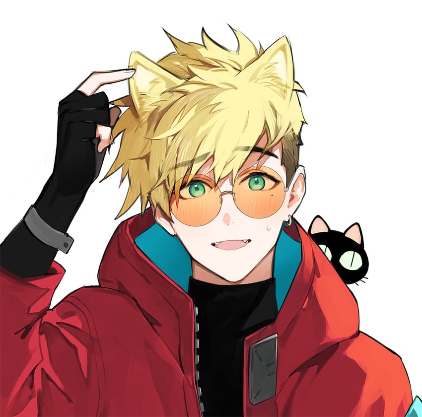 vash the stampede and kuroneko (trigun and 1 more) drawn by yasuda_(info_yasuda)