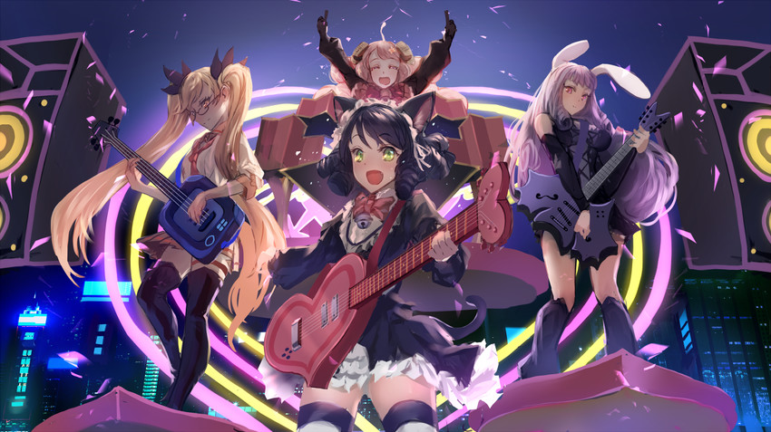 cyan, retoree, chuchu, and moa (show by rock!!) drawn by makai_no_juumin