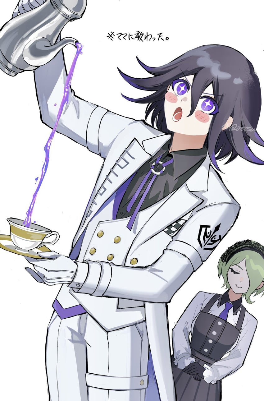 oma kokichi and tojo kirumi (danganronpa and 1 more) drawn by qiretsu