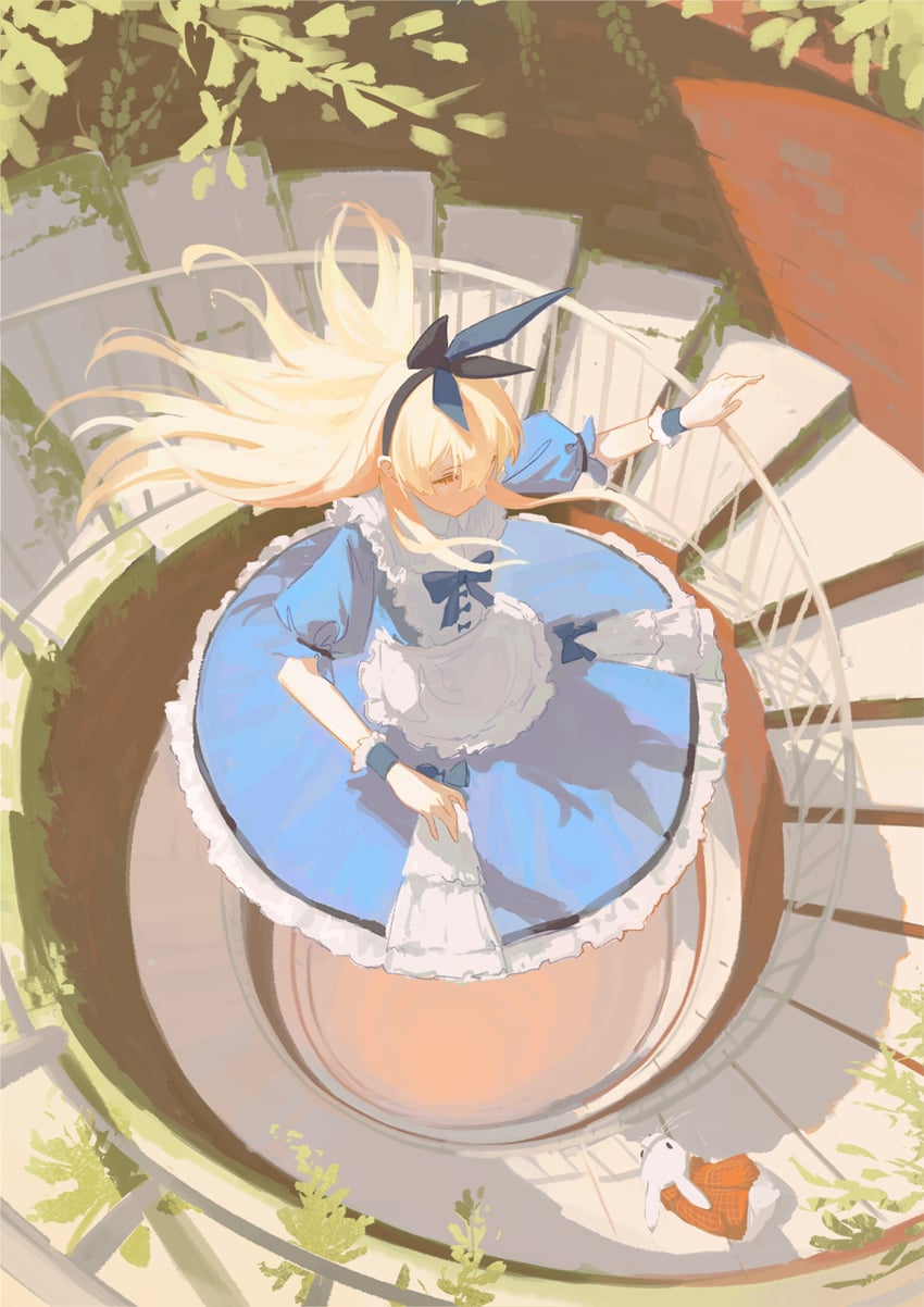 alice and white rabbit (alice's adventures in wonderland) drawn by wakuseiy