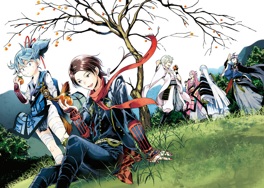 kashuu kiyomitsu, tsurumaru kuninaga, sayo samonji, kasen kanesada, souza samonji, and 1 more (touken ranbu) drawn by fuku_(pukuyan)