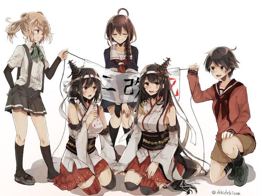 shigure, yamashiro, fusou, mogami, and michishio (kantai collection) drawn by chibirisu