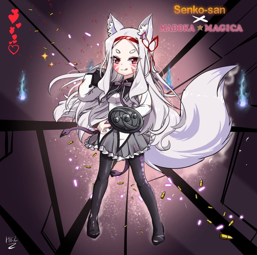 akemi homura and shiro (mahou shoujo madoka magica and 1 more) drawn by hellkids2