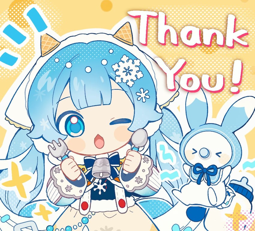 hatsune miku, yuki miku, and rabbit yukine (vocaloid) drawn by inomo_(qimoshu)