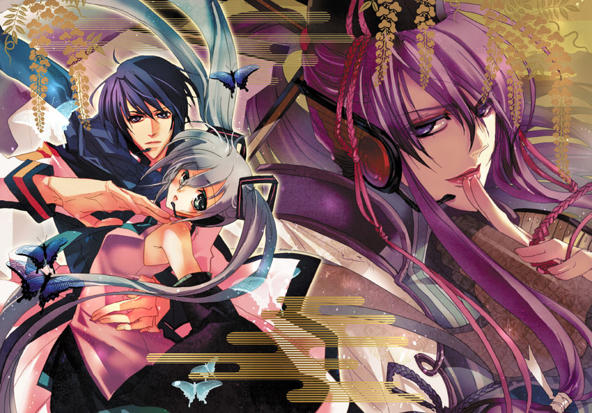 hatsune miku, kaito, and kamui gakupo (vocaloid) drawn by yamatsuki_sou