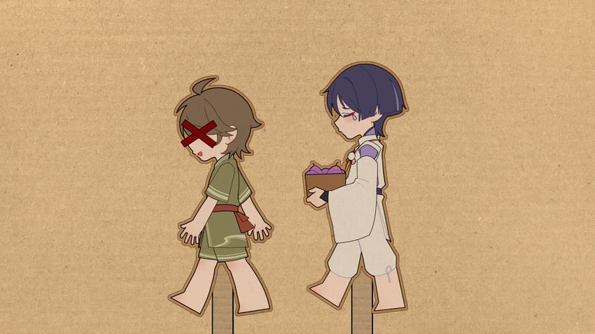 scaramouche and scaramouche's sickly friend (genshin impact) drawn by miaoyeza233