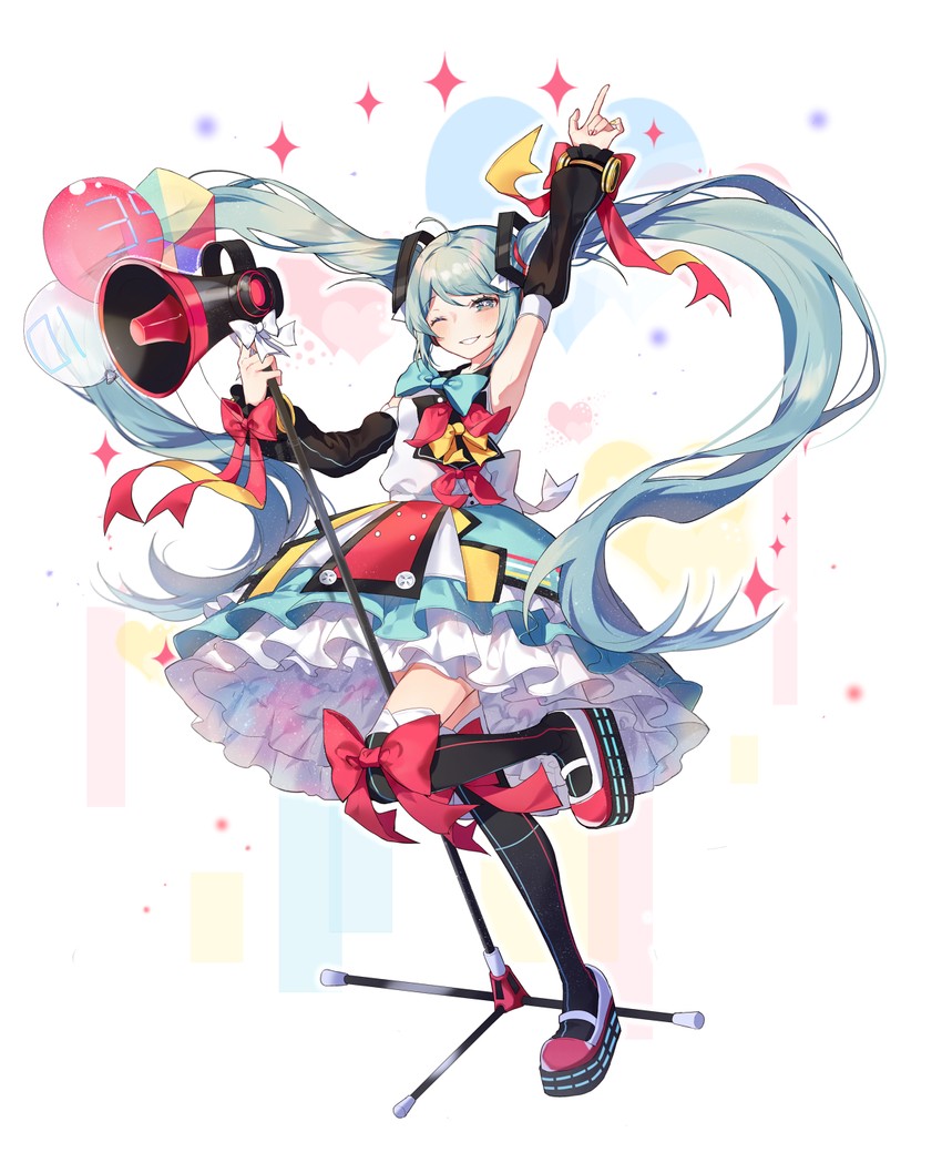 hatsune miku and magical mirai miku (vocaloid and 1 more) drawn by perri_(mnemosine)