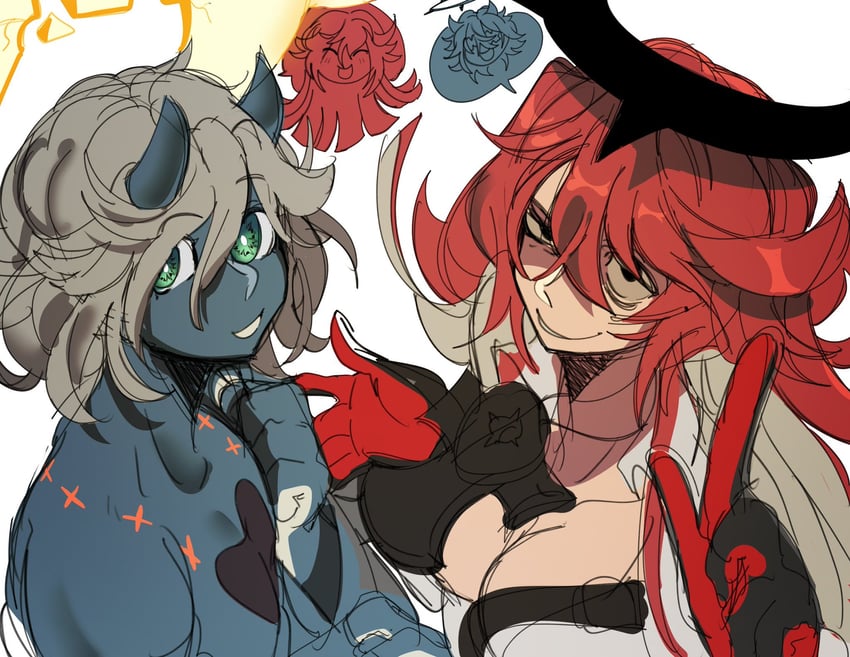 jack-o' valentine and happy chaos (guilty gear and 1 more) drawn by s0gaharahen