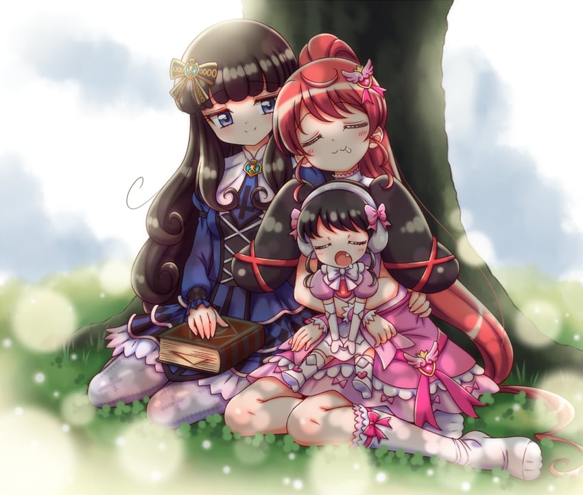 kurosu aroma, shiratama mikan, and gaaruru (pretty series and 1 more) drawn by kuga_yoshito