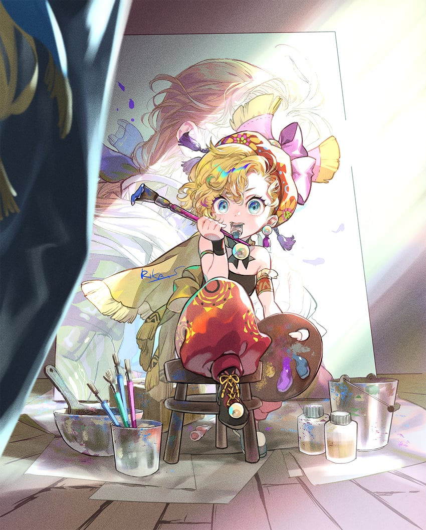 relm arrowny and edgar roni figaro (final fantasy and 1 more) drawn by suzuki_rika