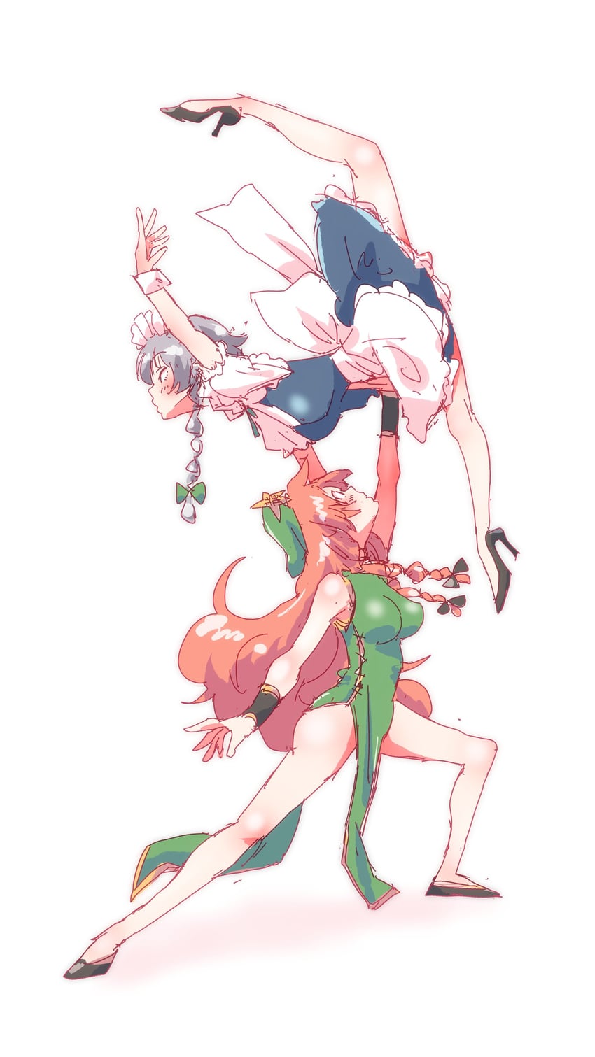 izayoi sakuya and hong meiling (touhou) drawn by non_(z-art)