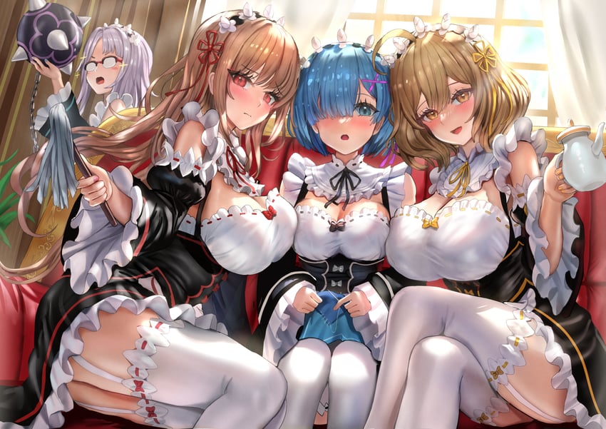rem, anis, rapi, and neon (goddess of victory: nikke and 1 more) drawn by himonoata