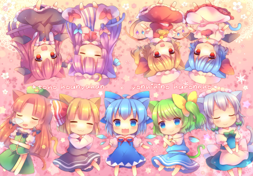 remilia scarlet, flandre scarlet, izayoi sakuya, cirno, patchouli knowledge, and 4 more (touhou and 1 more) drawn by coa_(chroo_x)