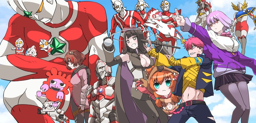 shinjou akane, ultraman, gauma, aguila, ultraman joneus, and 9 more (gridman universe and 14 more) drawn by umakizu