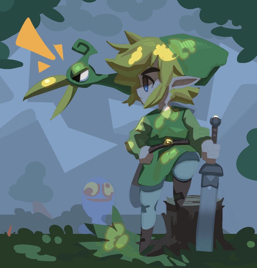 link and ezlo (the legend of zelda and 1 more) drawn by flra