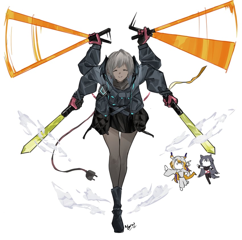 texas, shu, raidian, and general grievous (arknights and 2 more) drawn by yazu_(zoddiacz)
