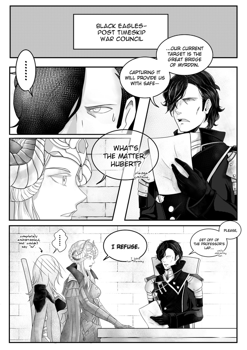 female byleth, edelgard von hresvelg, and hubert von vestra (fire emblem and 1 more) drawn by vduck