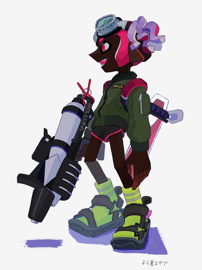inkling player character and inkling girl (splatoon) drawn by hyper_chikuwabu