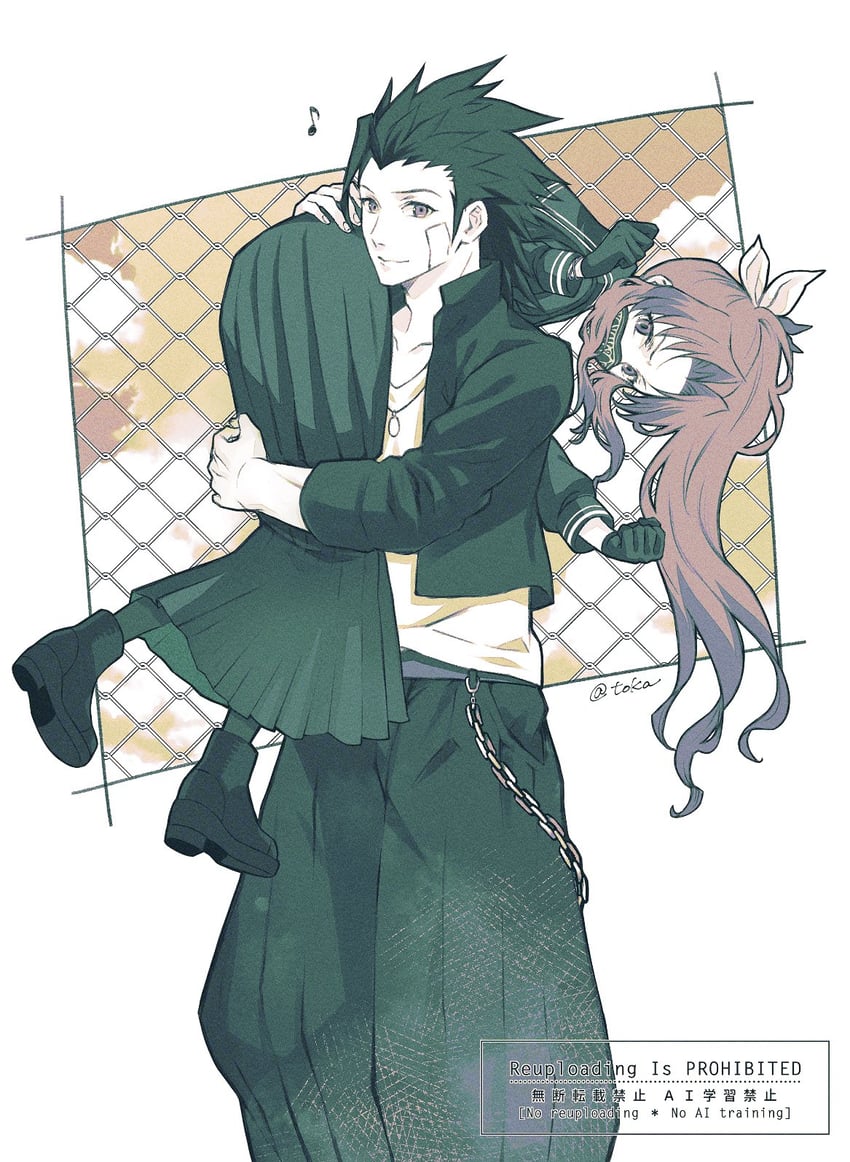 aerith gainsborough and zack fair (final fantasy and 2 more) drawn by quichi_91