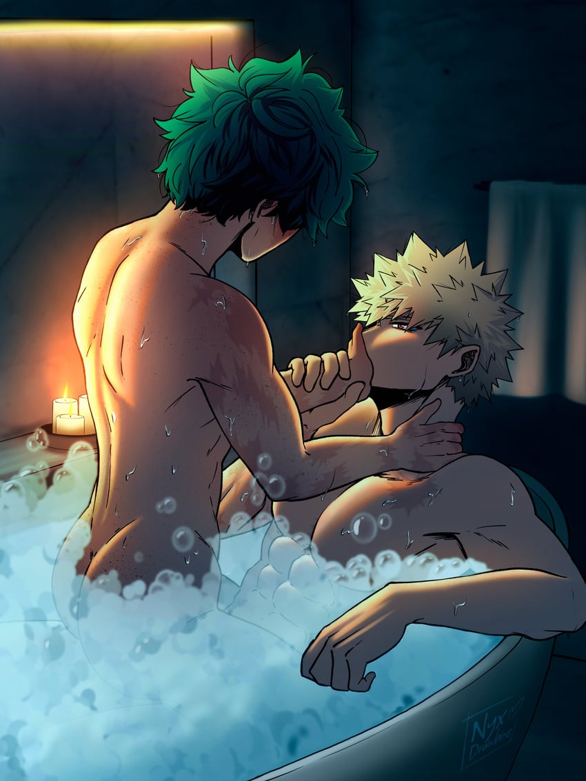 midoriya izuku and bakugou katsuki (boku no hero academia) drawn by nyxdrawhine