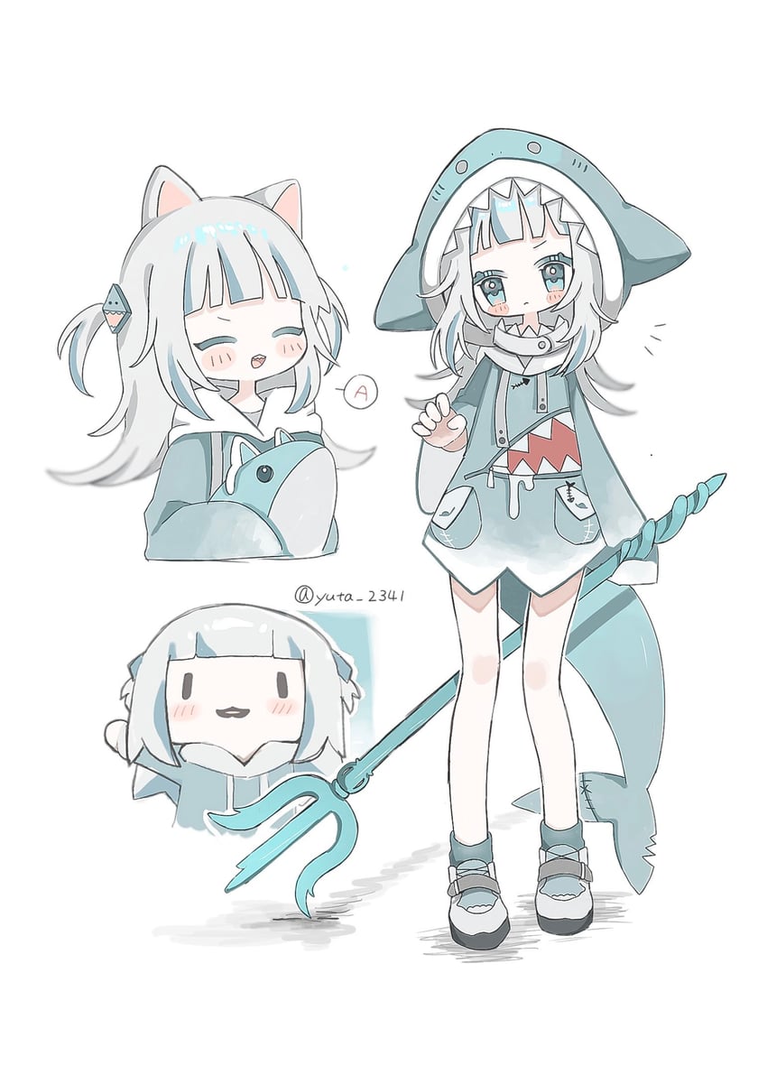 gawr gura and smol gura (hololive and 1 more) drawn by yuta_2341