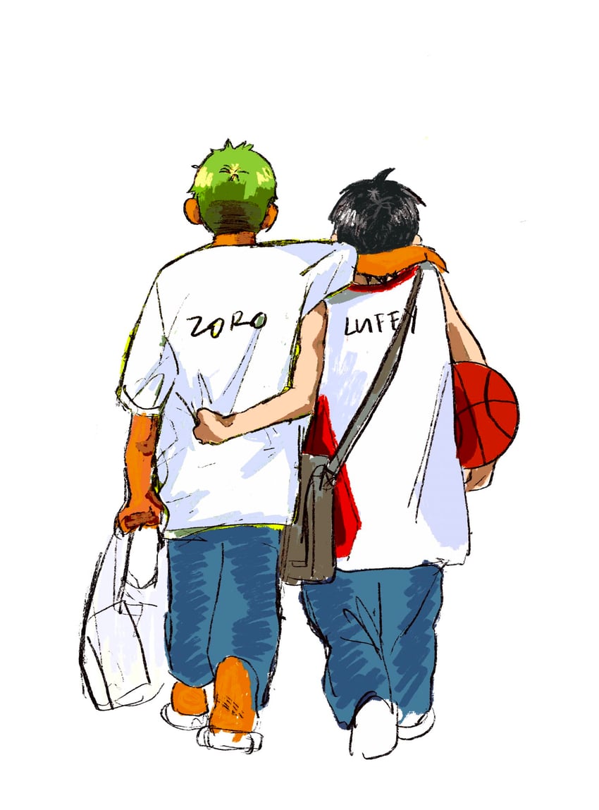 monkey d. luffy and roronoa zoro (one piece) drawn by yaoizhen