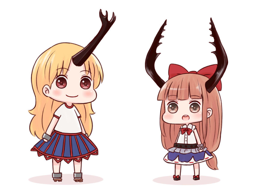 ibuki suika and hoshiguma yuugi (touhou) drawn by batta_(ijigen_debris)