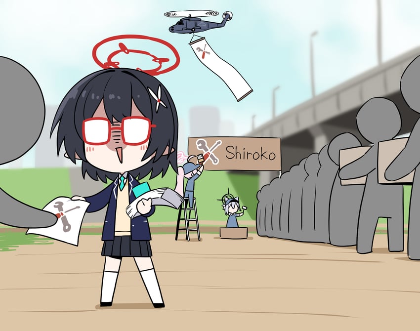shiroko, hoshino, shiroko terror, and ayane (blue archive) drawn by b.t._(boob_tong)