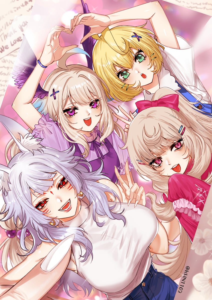 enna alouette, millie parfait, nina kosaka, and reimu endou (nijisanji and 1 more) drawn by nima_(khn1103)