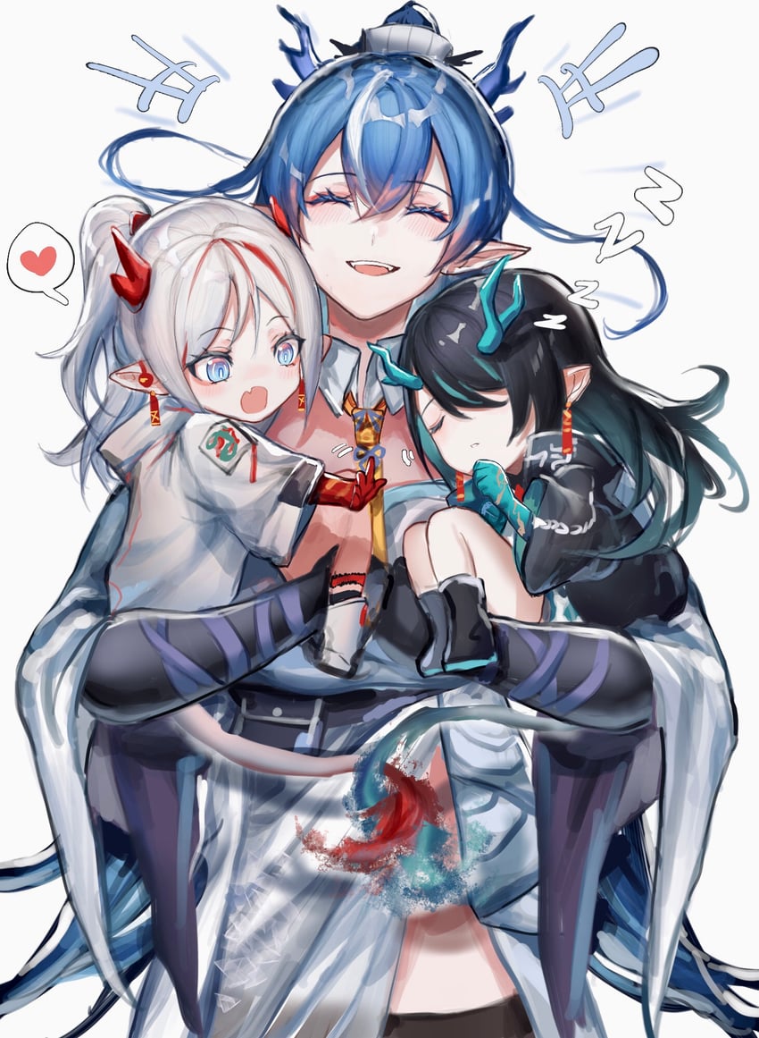 dusk, nian, and ling (arknights and 1 more) drawn by zuo_daoxing