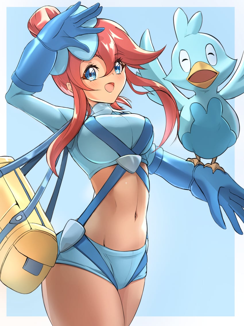 skyla and ducklett (pokemon and 1 more) drawn by deekei
