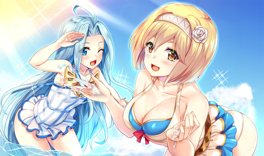 djeeta and lyria (granblue fantasy) drawn by hinata_sora