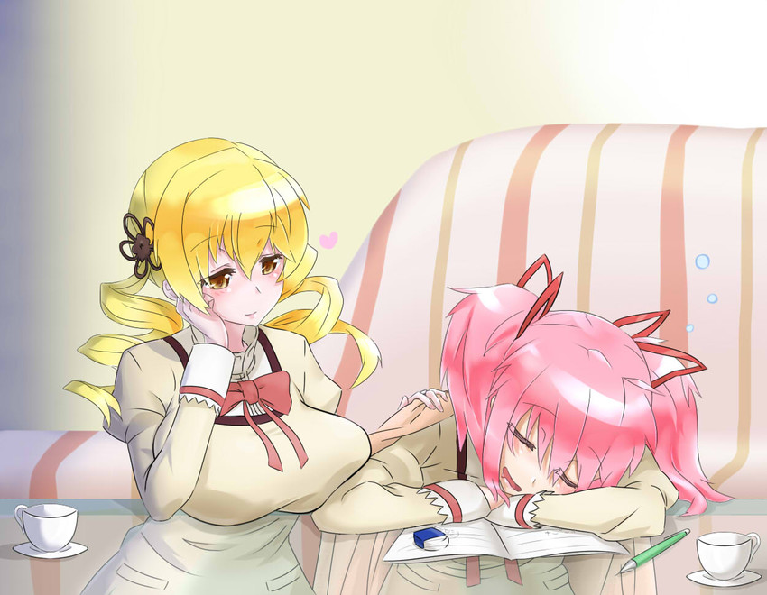 kaname madoka and tomoe mami (mahou shoujo madoka magica) drawn by mizuumi_(bb)