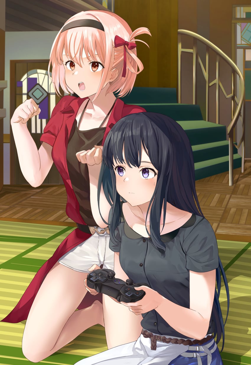 nishikigi chisato and inoue takina (lycoris recoil) drawn by mosta_(lo1777789)