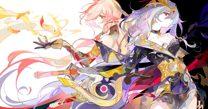 fu hua and herrscher of sentience (honkai and 1 more) drawn by ezu_(e104mjd)