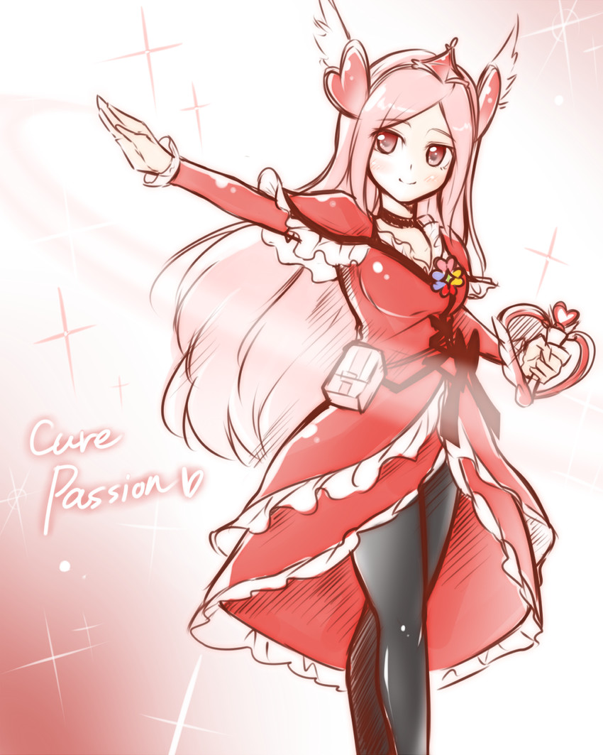 higashi setsuna and cure passion (precure and 1 more) drawn by arakawa_tarou