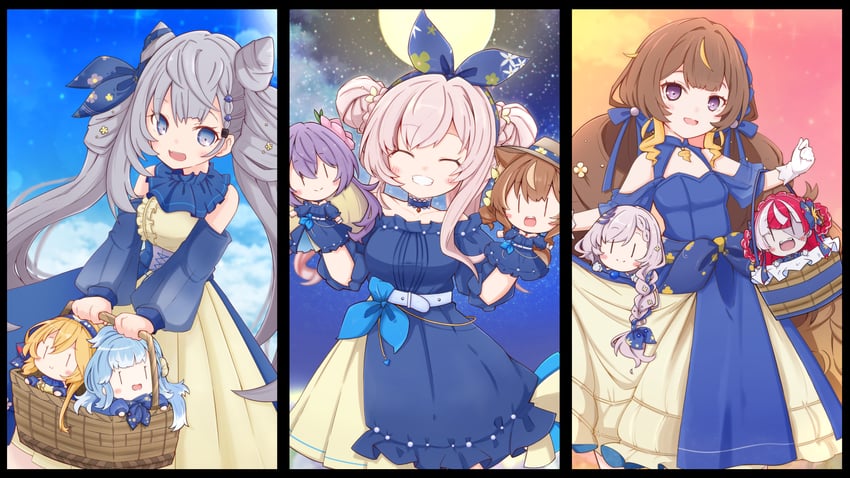 kureiji ollie, moona hoshinova, pavolia reine, kaela kovalskia, ayunda risu, and 4 more (hololive and 1 more) drawn by lazurite