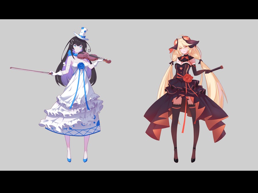 chloe and kaguya (honkai and 1 more) drawn by xionghan_de_guangtou