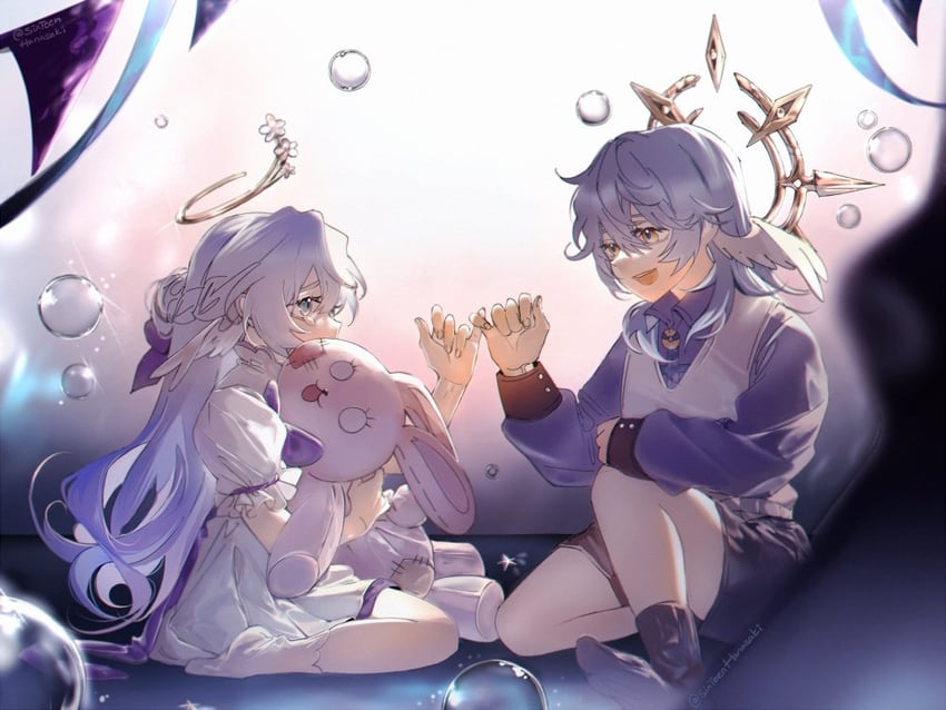 robin and sunday (honkai and 1 more) drawn by sixteenhanasaki