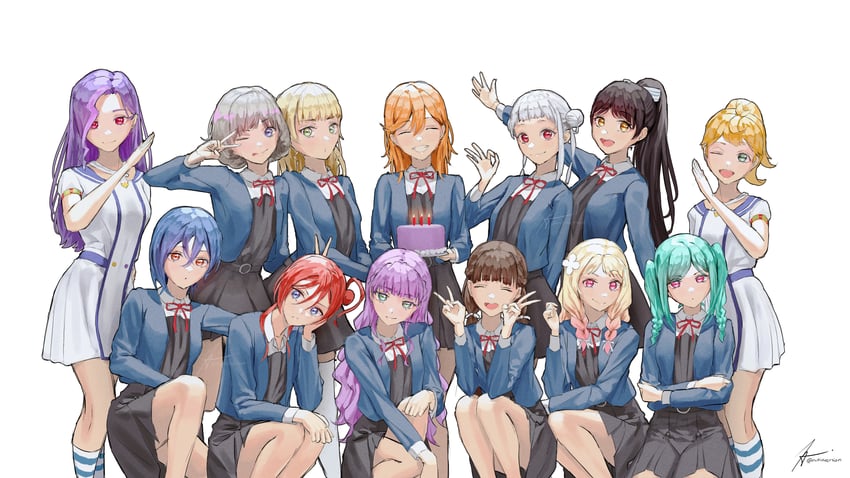 shibuya kanon, heanna sumire, tang keke, arashi chisato, hazuki ren, and 8 more (love live! and 1 more) drawn by notinversion