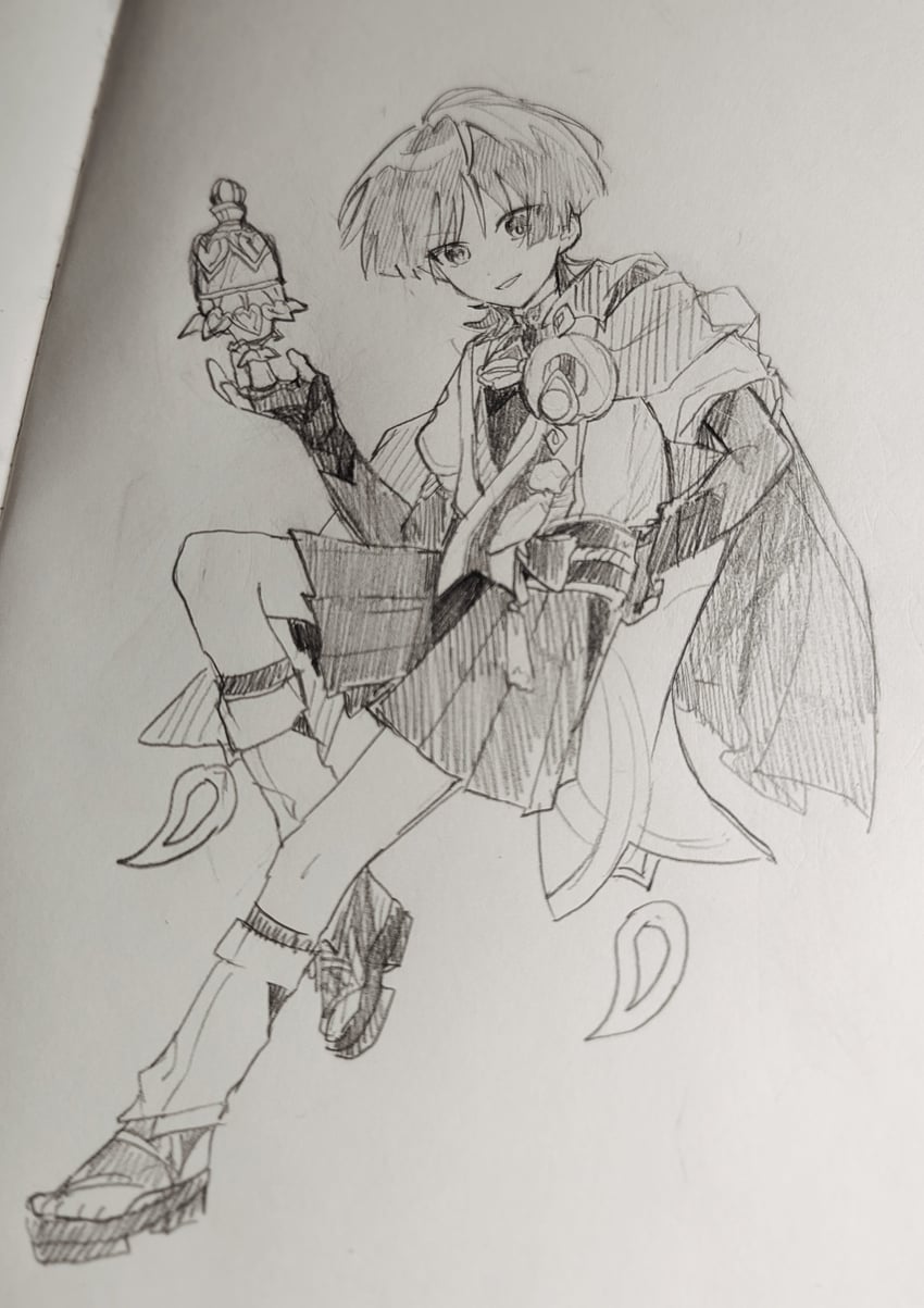 scaramouche and wanderer (genshin impact) drawn by tenpi_(hello_3152)