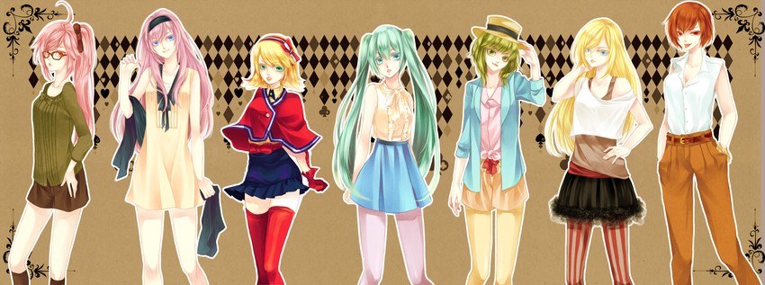hatsune miku, kagamine rin, megurine luka, meiko, gumi, and 2 more (vocaloid) drawn by reika_(iamreika)