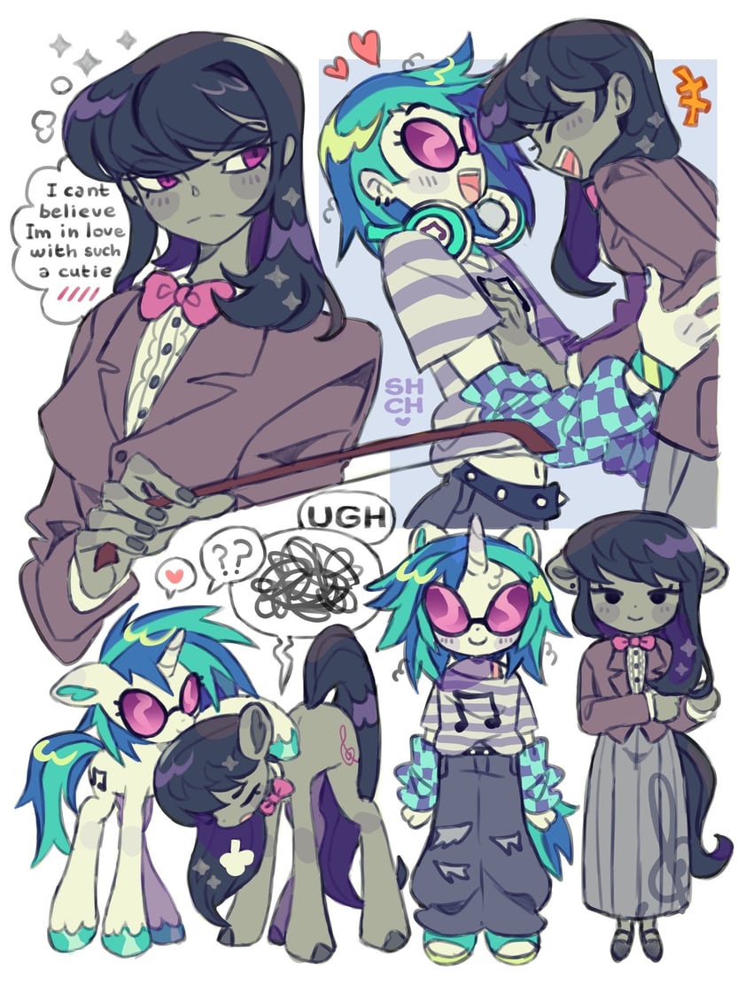 octavia melody and vinyl scratch (my little pony and 2 more) drawn by sharpycharot