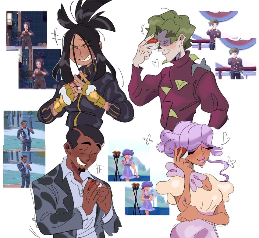 dendra, brassius, tulip, and salvatore (pokemon and 1 more) drawn by awlba