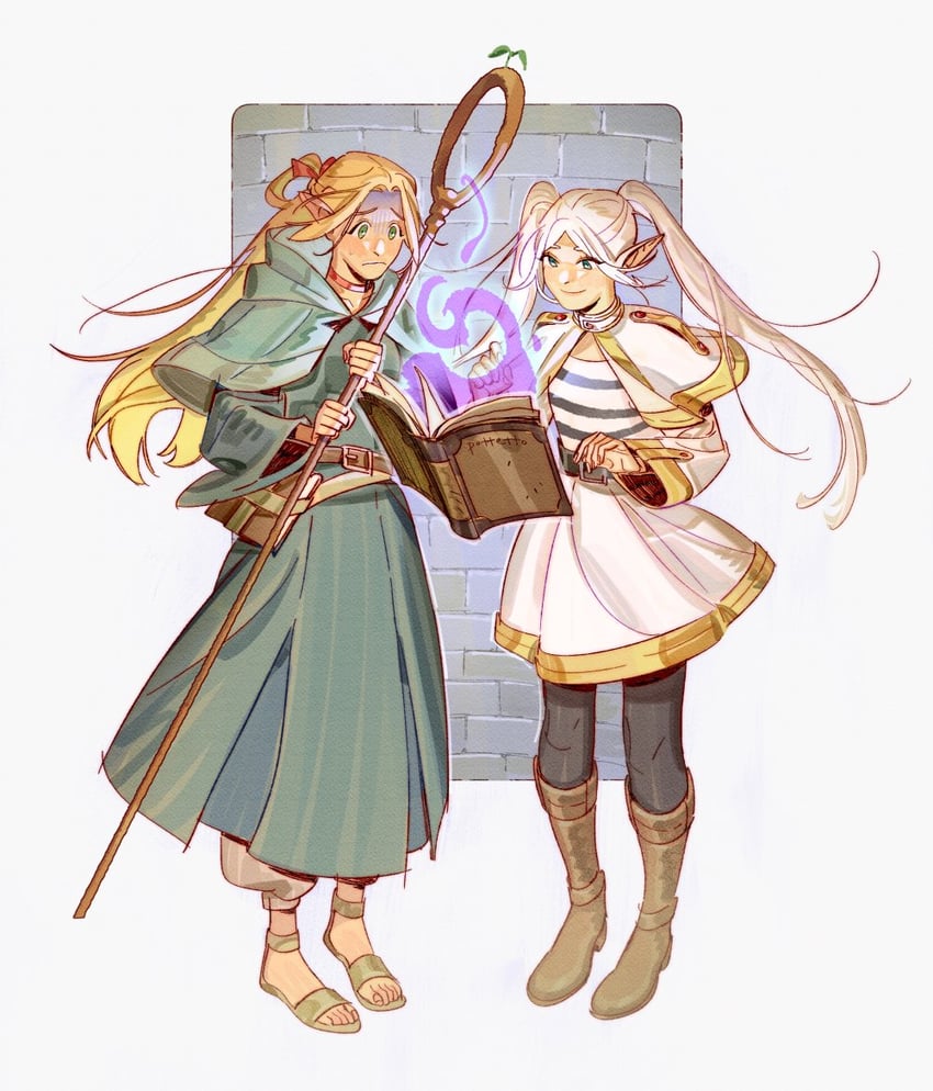 frieren and marcille donato (sousou no frieren and 1 more) drawn by pottetto