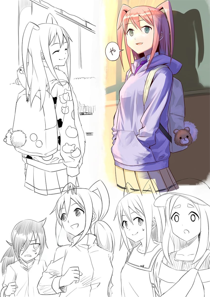 kuroki tomoko, nemoto hina, and okada akane (watashi ga motenai no wa dou kangaetemo omaera ga warui!) drawn by okiru