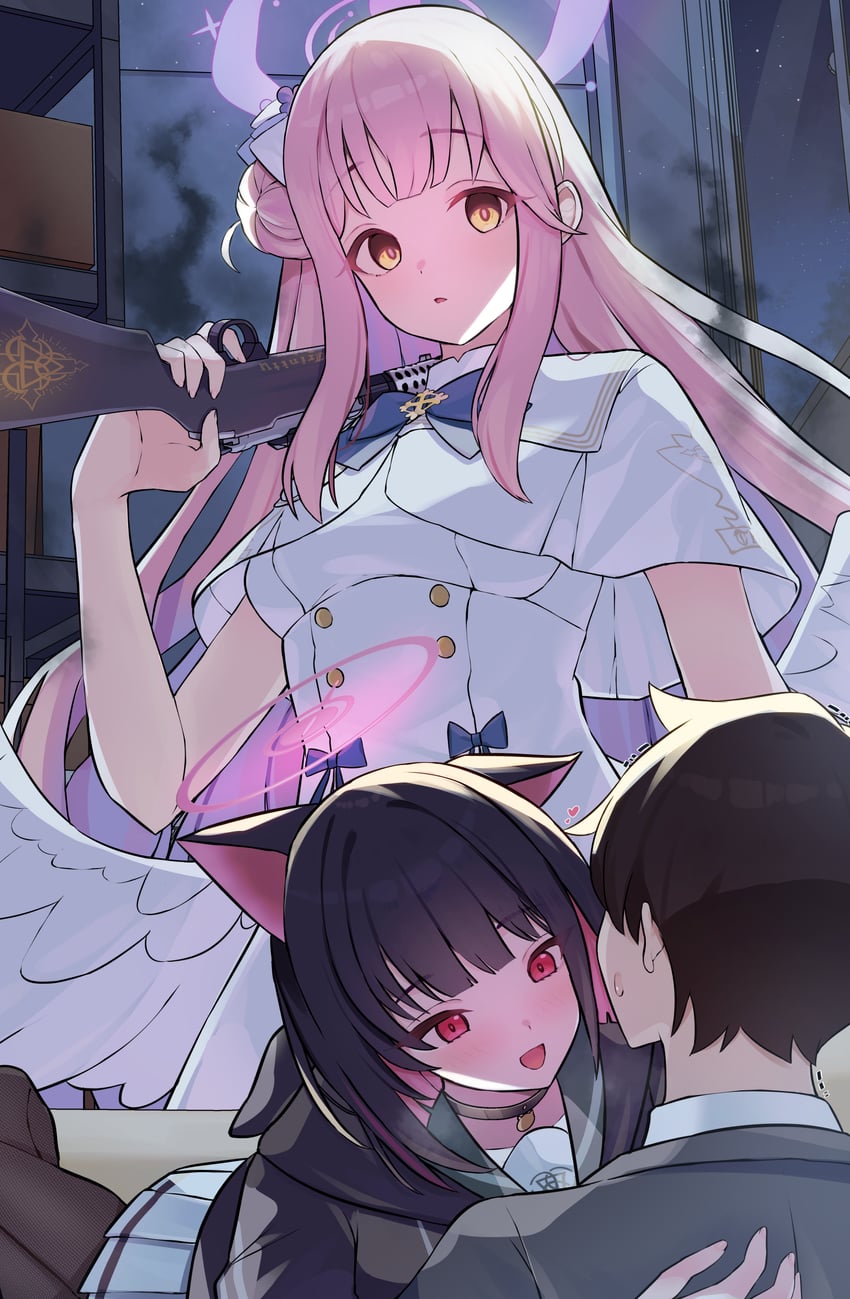 sensei, mika, and kazusa (blue archive) drawn by mi_taro333