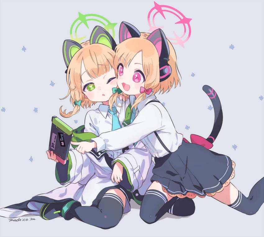 momoi and midori (blue archive) drawn by machico_maki